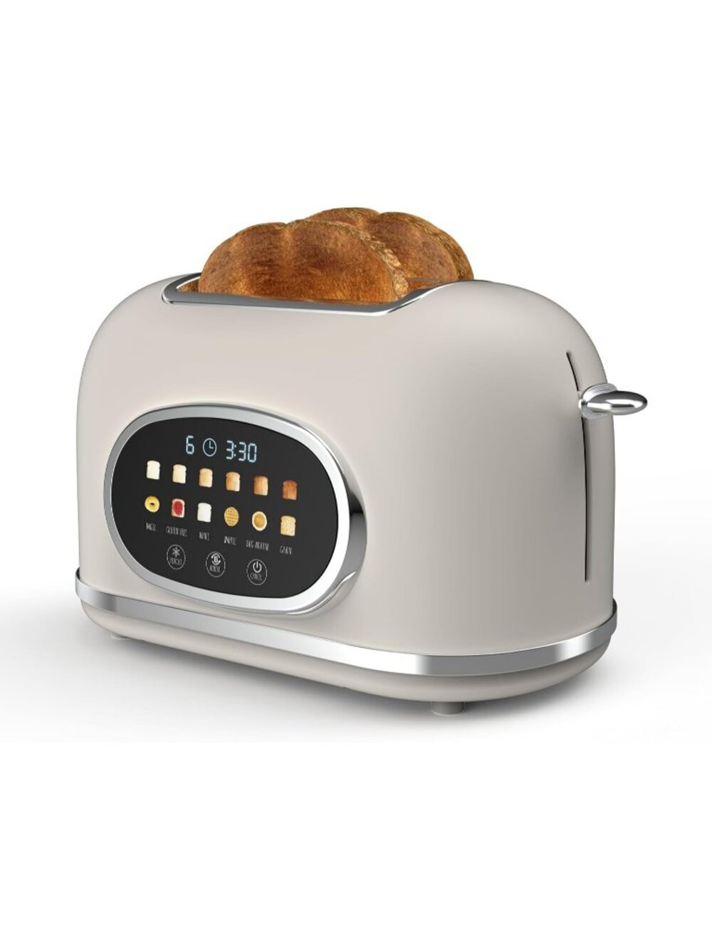 2 Slice Digital Cream Stainless Steel With Touchscreen 6 Shade Settings Toaster